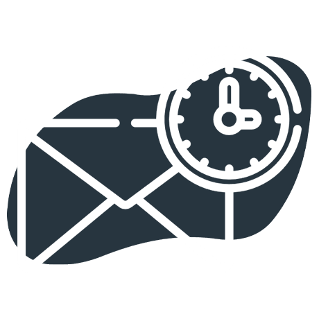Envelope with a clock icon, suggesting scheduled or timed email.