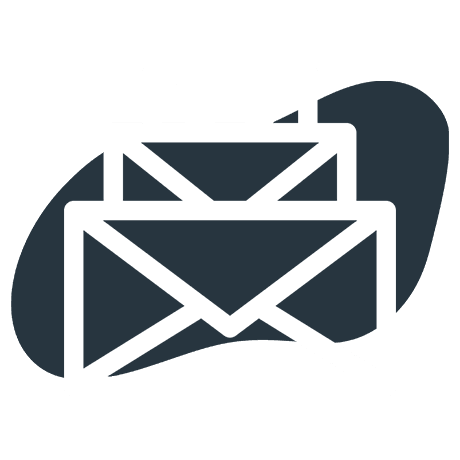 Three stacked envelopes, each progressively larger, with a shadow behind them.
