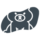 Outline of a cartoon bear sitting with its eyes closed and a neutral expression.