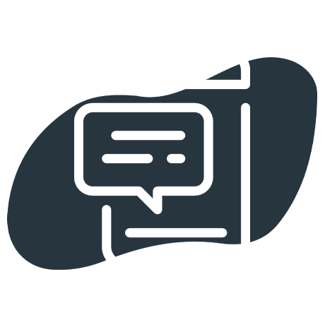 Smartphone icon with a speech bubble notification on the screen.